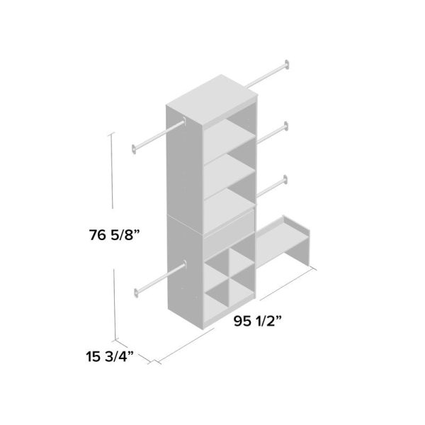 White Grow with Me 69  W - 95  W Closet System Reach-In Sets (Part number: 6860306COM) MRM3127 Online Sale - Image 3