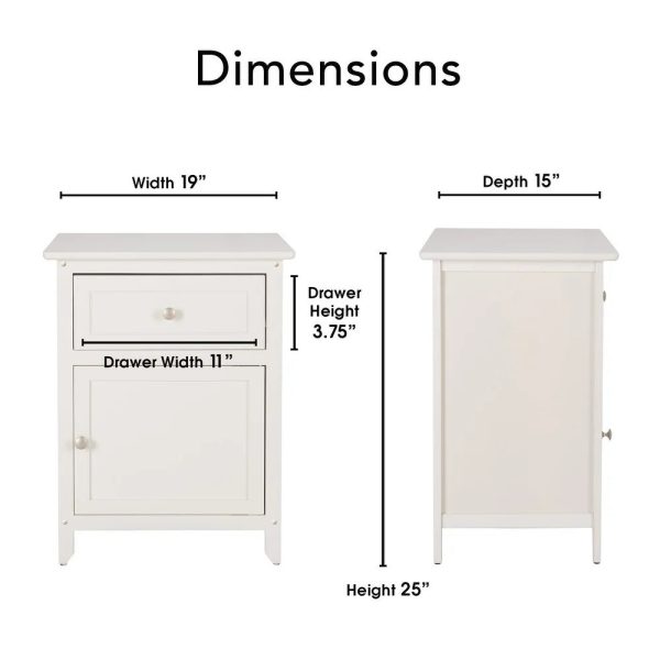 ClickDecor Alcott Side Table with Single Drawer and Storage Cabinet - White 5968RR For Cheap - Image 3